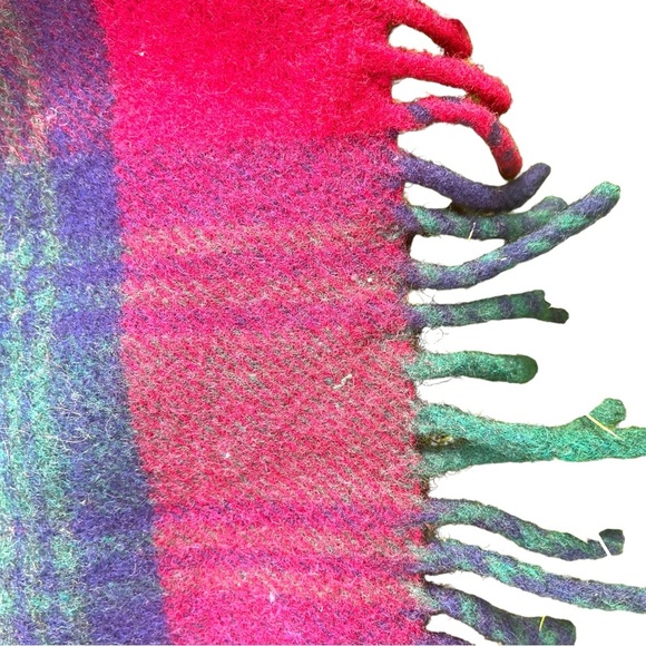 Vtg Scottish Glen Check Wool England Made Red Green Blanket Scarf Throw 46x35” - Picture 14 of 15